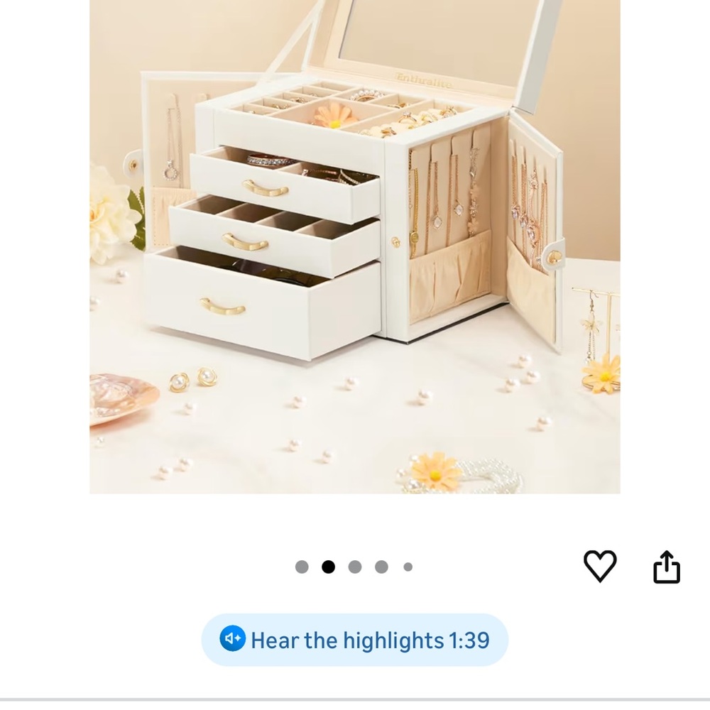 White Seashell Jewelry box with Gold Accents NWT - Picture 6 of 12